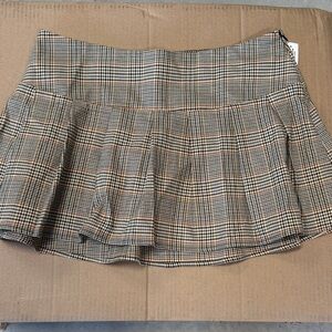 RSQ Plaid Skater Skirt - Black, White, Tan